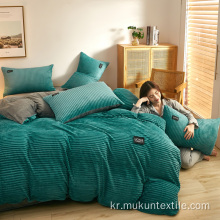 다채로운 침대 시트 스트라이프 플란넬 양털 침구 세트